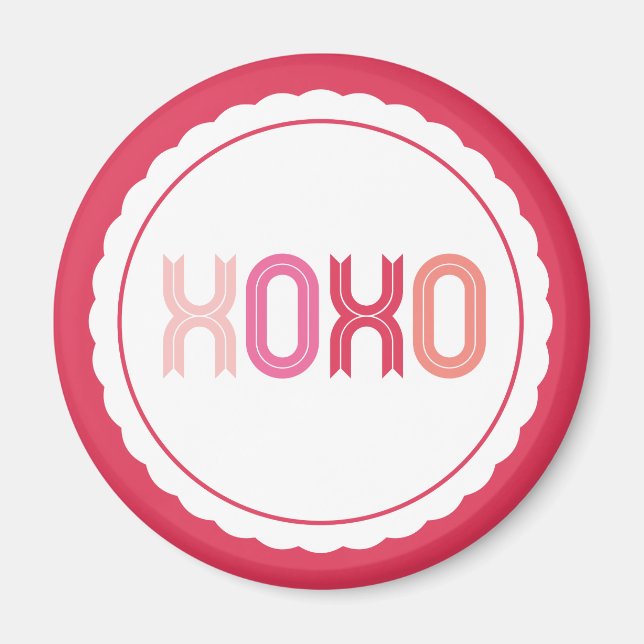 XOXO Love & Kisses Scalloped Sweet Valentine's Day Magnet (Front)