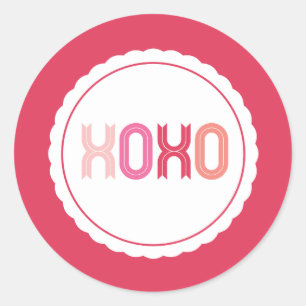 XOXO Love & Kisses Valentine Party 3 Inch Stickers