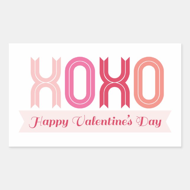 XOXO Love & Kisses Valentine's Day Party Stickers (Front)