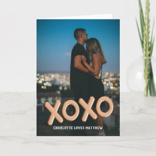 XOXO Love Personalised Valentines Day 3D Gold Holiday Card