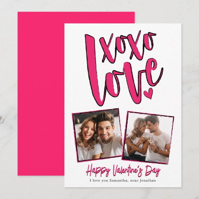 XOXO Love Photo Valentine's Day Photo  Holiday Card (Front/Back)