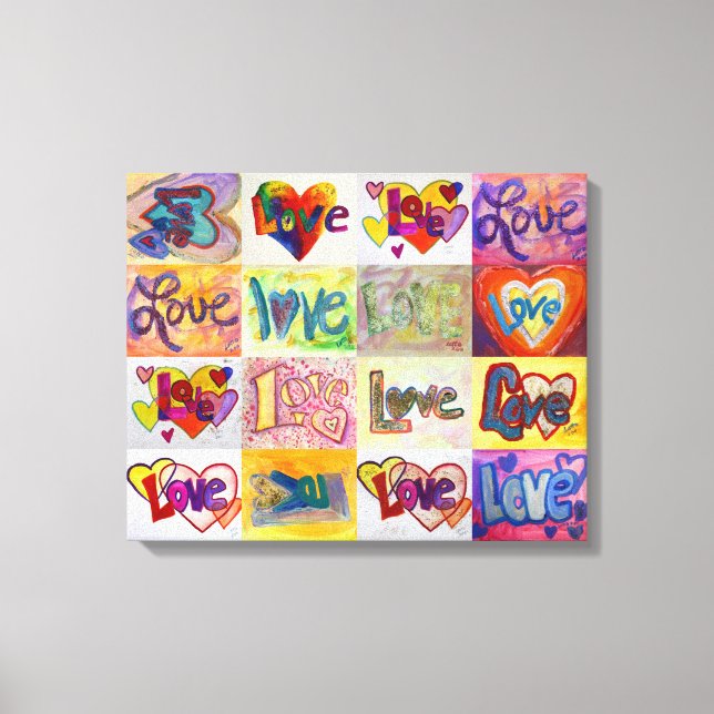 XOXO Love Word Artwork Canvas Painting (Pink) (Front)