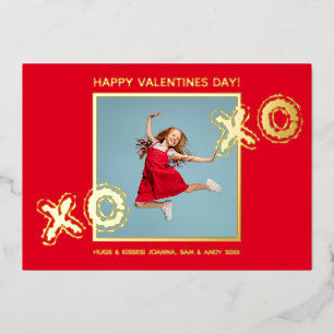 XOXO Modern Bold Photo Foil Red Anniversary Card