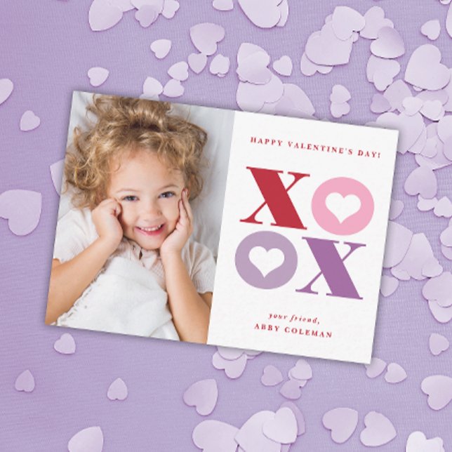XOXO modern photo classroom valentines day card (Creator Uploaded)