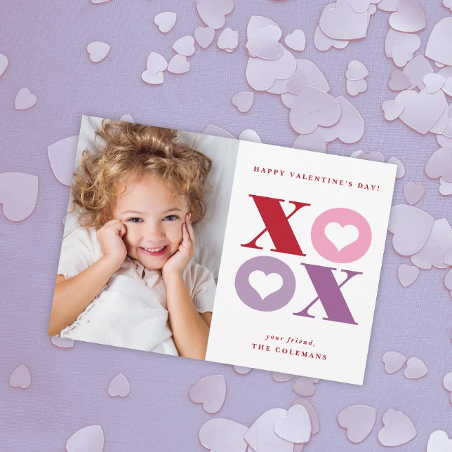 XOXO modern portrait photo valentines day card (Creator Uploaded)
