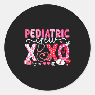 Xoxo Nurse Pediatric Crew Nurse Valentine Leopard  Classic Round Sticker