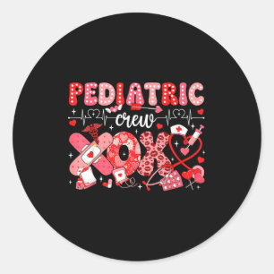 Xoxo Nurse Pediatric Crew Nurse Valentine Leopard  Classic Round Sticker