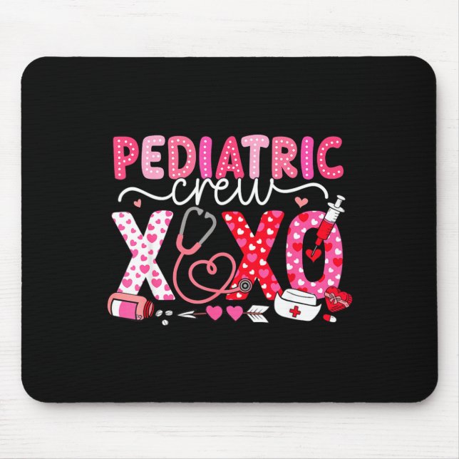 Xoxo Nurse Pediatric Crew Nurse Valentine Leopard  Mouse Mat (Front)