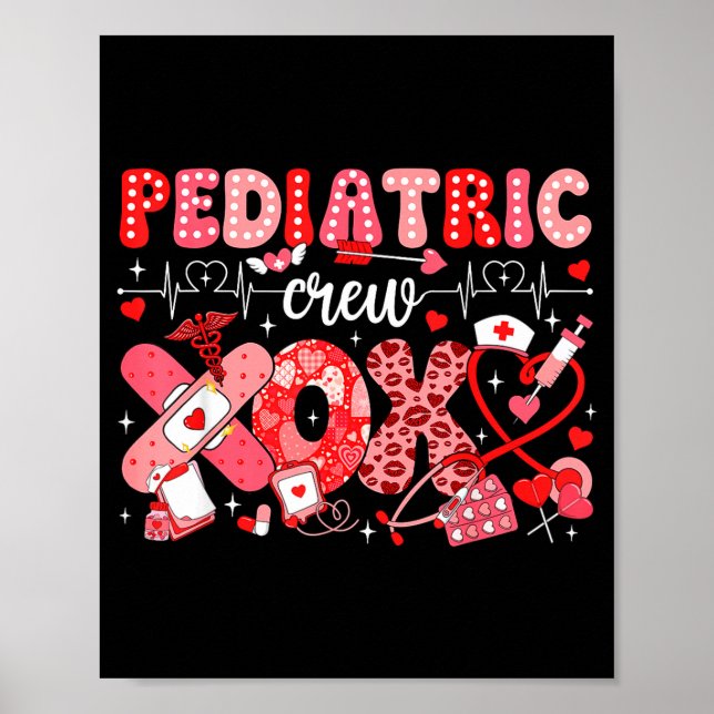 Xoxo Nurse Pediatric Crew Nurse Valentine Leopard  Poster (Front)