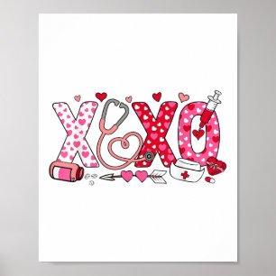 Xoxo Nurse Valentines Day Stethoscope Valentine Fo Poster