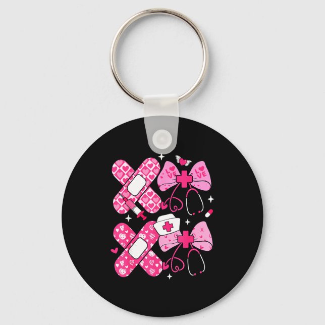 Xoxo Nurse Valentines Day Stethoscope Valentine Nu Key Ring (Front)
