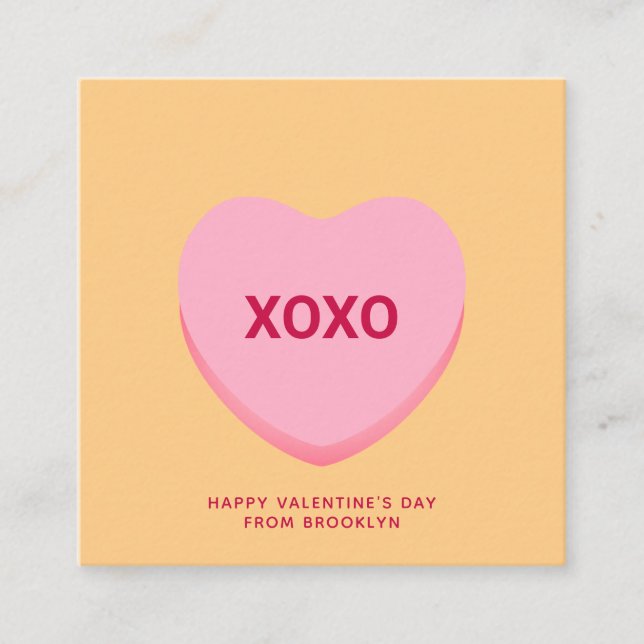 XOXO orange conversation heart Valentine's card (Front)