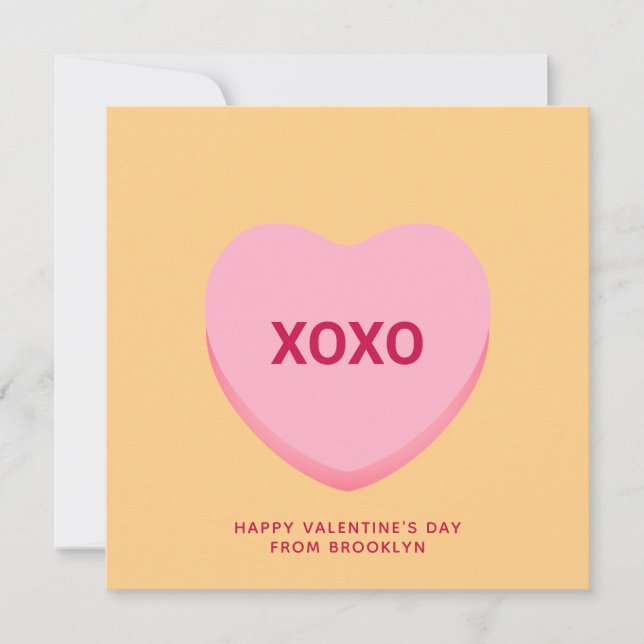 XOXO orange conversation heart Valentine's card (Front)