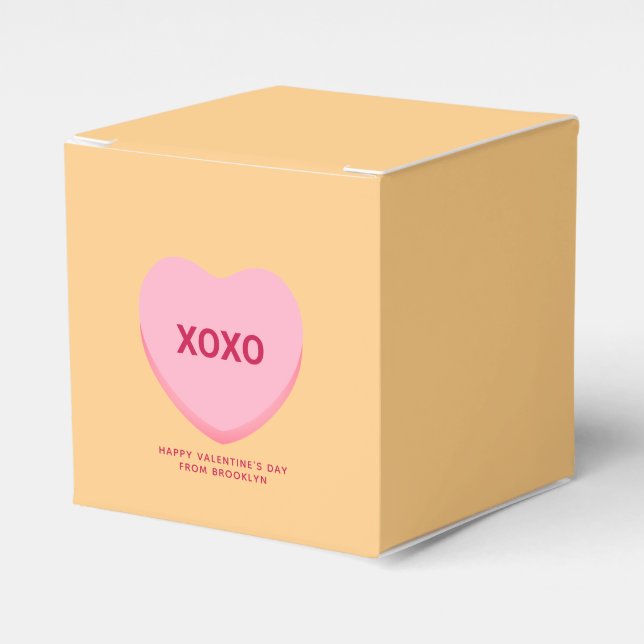XOXO orange pink conversation heart Valentine's Favour Box (Front Side)