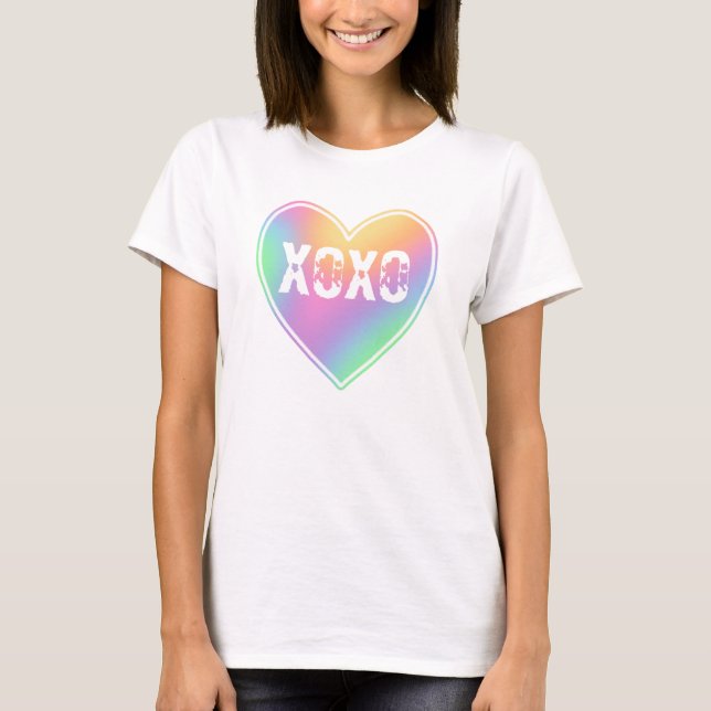 XOXO Pastel Rainbow Heart Women's T-Shirt (Front)
