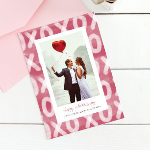 XOXO Pattern Couple's Photo Valentine's Day Holiday Card