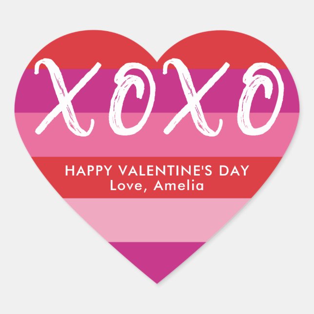 XOXO Personalised Valentine's Day Heart Stickers (Front)