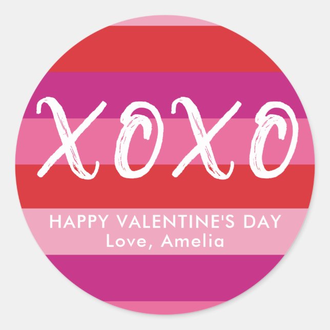 XOXO Personalised Valentine's Day Stickers (Front)