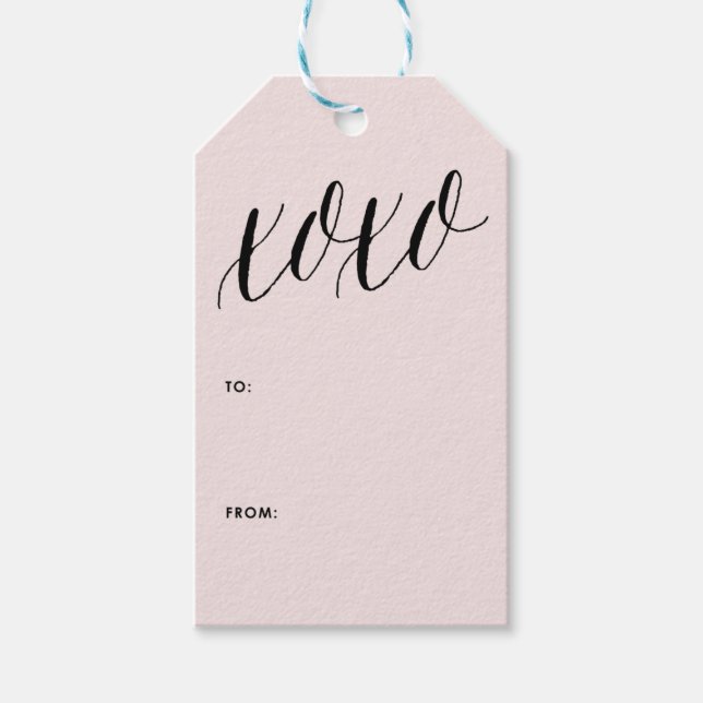 XOXO | Pink & Black Modern Calligraphy Gift Tag (Front)