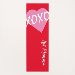 XOXO Pink Heart White XOXO Hugs Kisses Red Yoga Mat