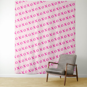 Xoxo pink on pink brushstroke Photo Station Tapestry