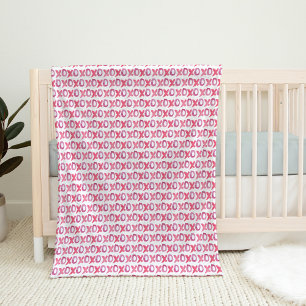 XOXO Pink Patterned Fleece Blanket