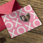 XOXO Pink Photo Heart Love Holiday Card<br><div class="desc">Stylishly card featuring large XOXO sentiment with one O replaced with a heart-shaped photo. Simple minimalist typography. Bold background. Perfect gift for yourself or your someone special for Valentine's Day,  Sweetest Day,  wedding,  anniversary,  or any day! All text elements easily customisable.</div>