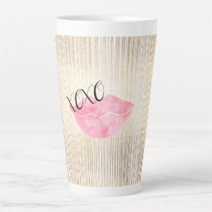 XOXO Pink Watercolor Lips Latte Mug
