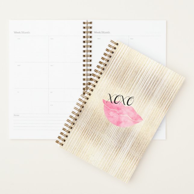 XOXO Pink Watercolor Lips Planner (Display)