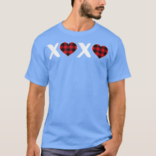 XOXO Plaid Heart Print Graphic Womens Valentine's T-Shirt