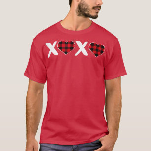 XOXO Plaid Heart Print Graphic Womens Valentine's T-Shirt