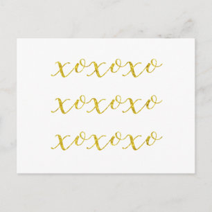 XOXO Quote Faux Glitter Bling Metallic Sequins Postcard