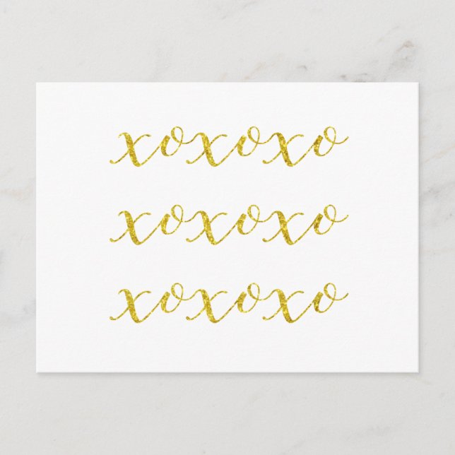 XOXO Quote Faux Glitter Bling Metallic Sequins Postcard (Front)