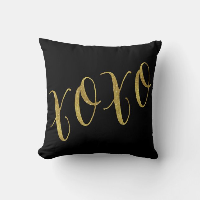 XOXO Quote Faux Gold Foil Glitter Background Cushion (Front)