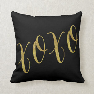 XOXO Quote Faux Gold Foil Glitter Background Cushion