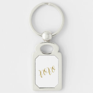 XOXO Quote Faux Gold Glitter Background Template Key Ring