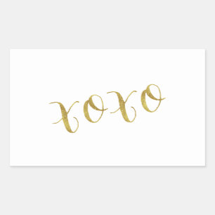 XOXO Quote Faux Gold Glitter Background Template Rectangular Sticker