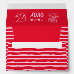 XOXO Red and Pink Hand Drawn Love Envelope