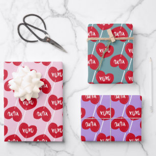 Xoxo red heart lollipop pattern wrapping paper sheet