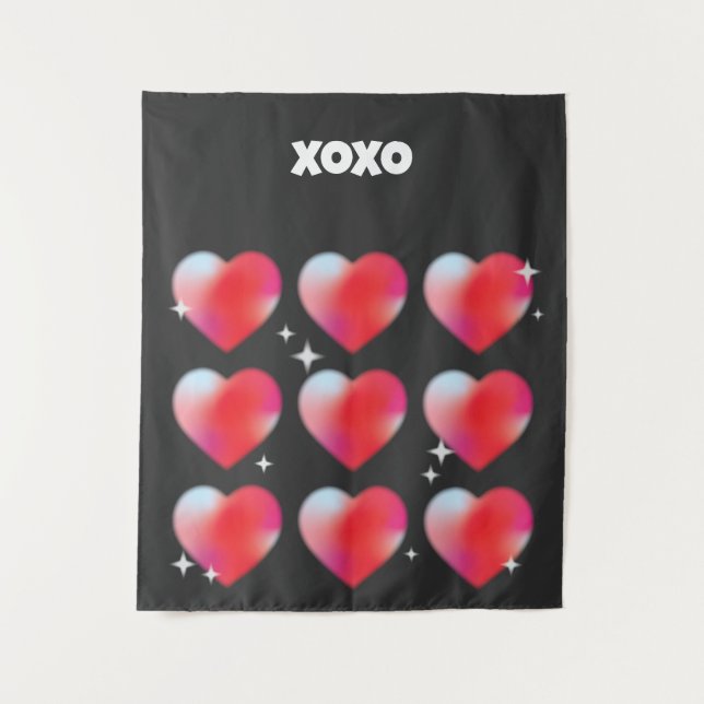 Xoxo romantic red hearts valentine's day  tapestry (Front)