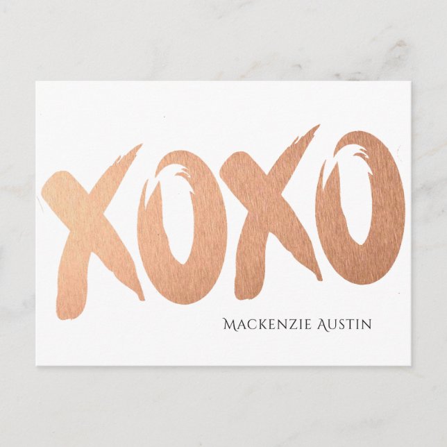 XOXO Rose Gold | Brushstroke Postponed Party Postcard (Front)