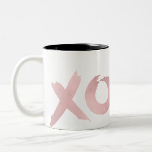 XOXO Rose Gold Modern Faux Foil Shine Glam Chic Two-Tone Coffee Mug