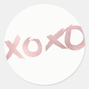 XOXO Rose Gold Modern Faux Foil Shine Glam Favour Classic Round Sticker