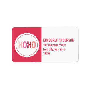 XOXO Scalloped Love Kisses Circle Address Labels
