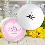 XOXO Script Pink Hearts Love Name Personalised Locket Necklace<br><div class="desc">Add a name, and easily create your personalised necklace. You can TRANSFER this DESIGN on other Zazzle products and adjust it to fit most of the Zazzle items. Standard Studio designs are made in high resolution for a professional print. Thank you for choosing our designs and stopping by Standard Studio...</div>