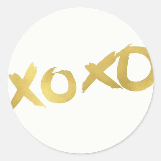 XOXO Shiny Gold Modern Faux Foil Shine Glam Favour Classic Round Sticker (Front)