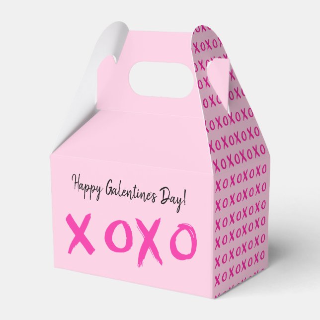 XOXO Simple Happy Galentine's Day Pink Favour Box (Back Side)