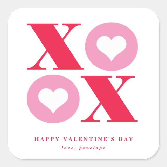 xoxo square valentine's day sticker (Front)