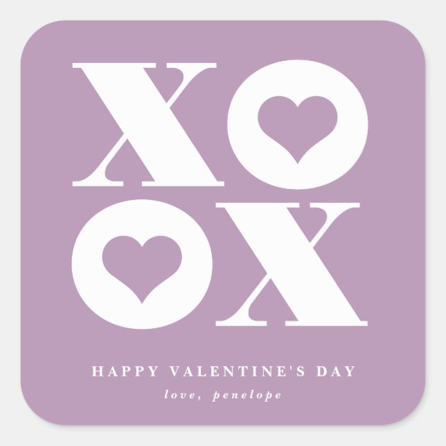 xoxo square valentine's day sticker (Front)