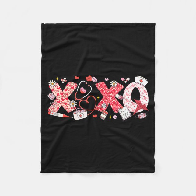 Xoxo Stethoscope Valentine Rn Pct Cna Nurse Nurse  Fleece Blanket (Front)